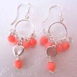 Heart Coral Earrings-925 Silver &..