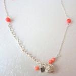 Heart Coral Necklace- 925 Silver &..
