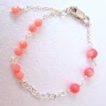 Heart Coral Bracelet- 925 Silver &..