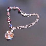 Amethyst Heart Fairy -925 silver chain, Swarovski Crystals & Heart