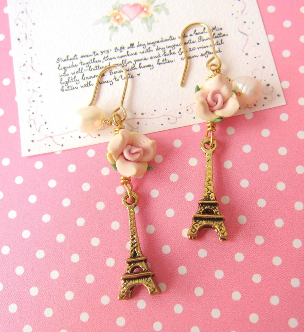 Amour Pour Eiffel Earrings - 14K Gold-filled, Mini 3D Eiffel Tower